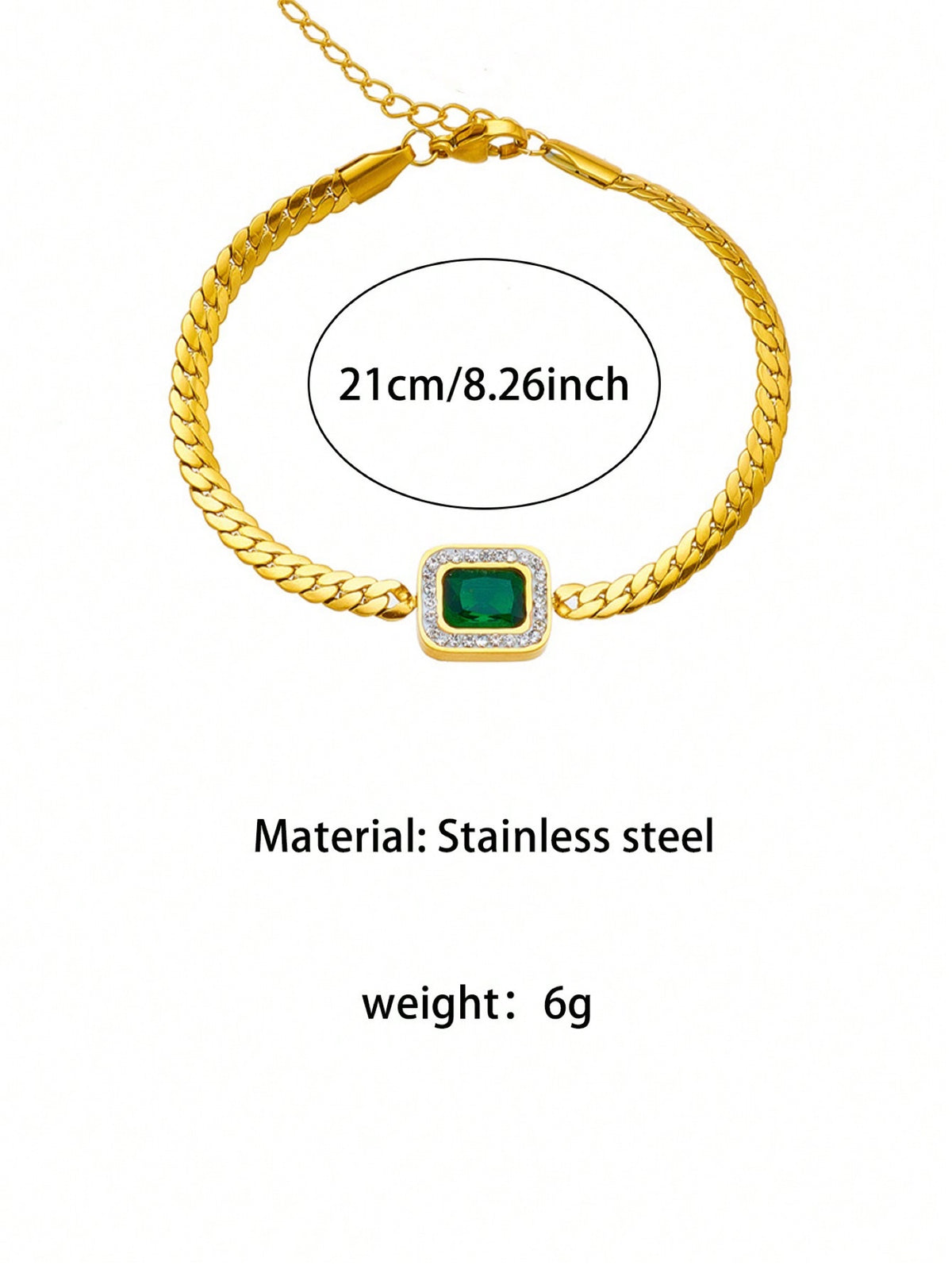 Medidas de la pulsera esmeralda: 21 cm