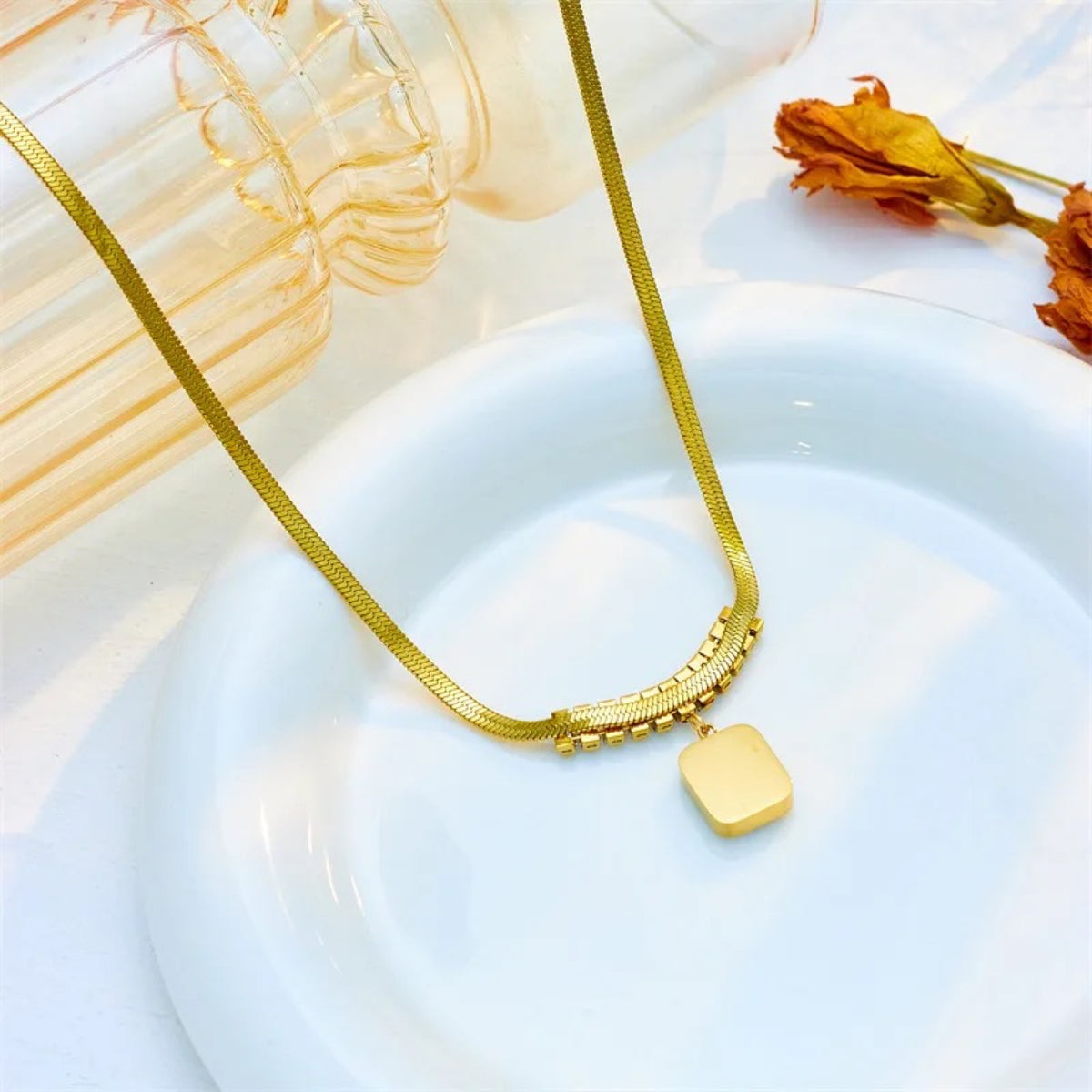 Collar esmeralda bañado en oro 18K