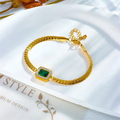 Pulsera esmeralda bañada en oro 18K