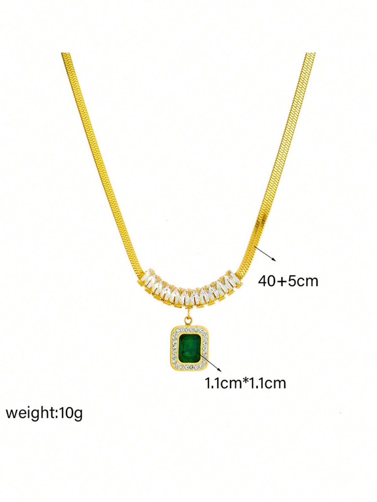 Medidas del collar esmeralda: 40 + 5 cm, dije 1.1 cm